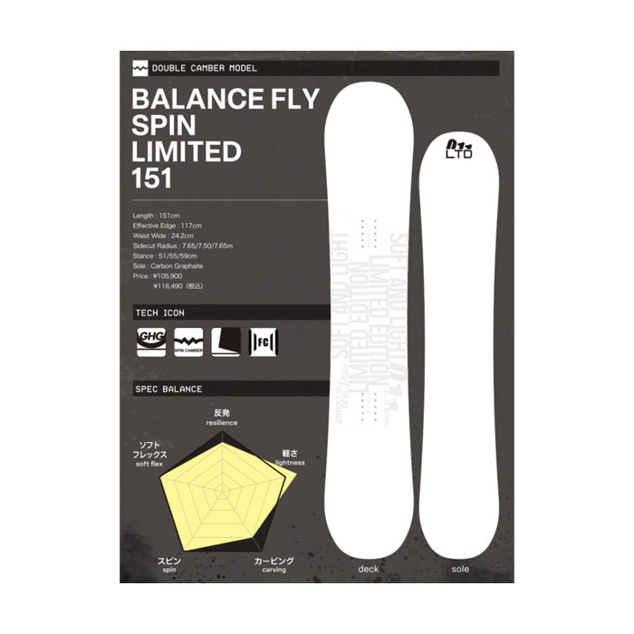 011Artistic ゼロワンワン BALANCE FLY SPIN LTD 25-26 スノーボード ボード