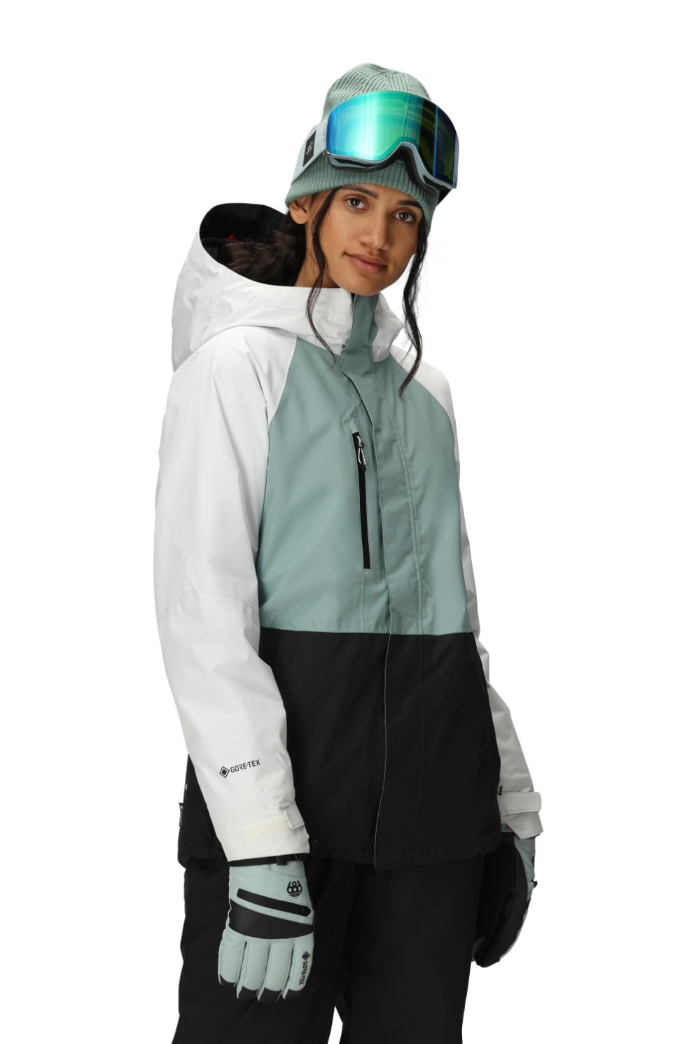 686 ロクハチロク WOMENS GORE-TEX WILLOW INSULATED JACKET DUSTY MARINE COLORBLOCK 25-26 スノーボード ウェア