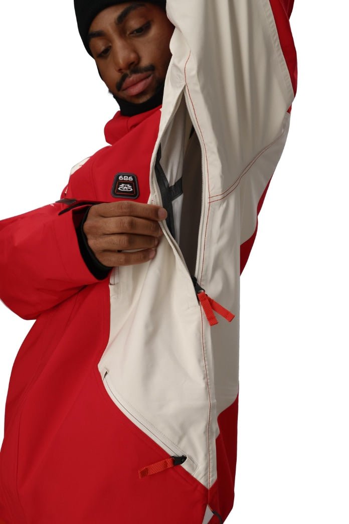 686 ロクハチロク MENS 2002 X3 SHELL JACKET TRUE RED COLORBLOCK 25-26 スノーボード ウェア