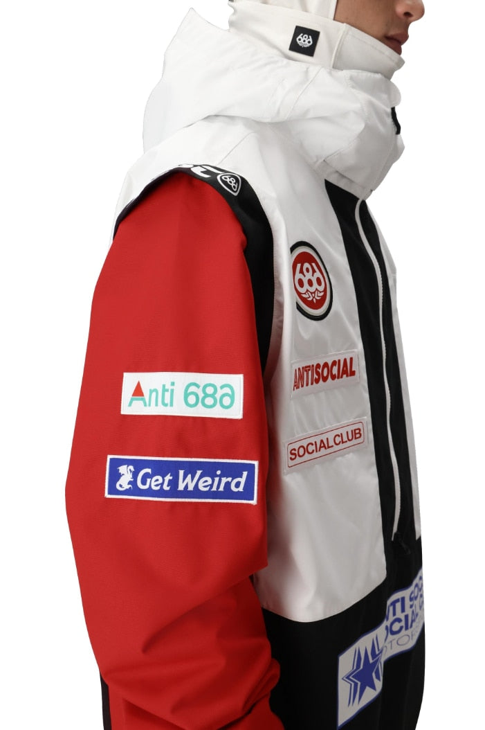 686 ロクハチロク MENS 686 ASSC F1 SHELL ANORAK ASSC WHITE COLORBLOCK 25-26 スノーボード ウェア
