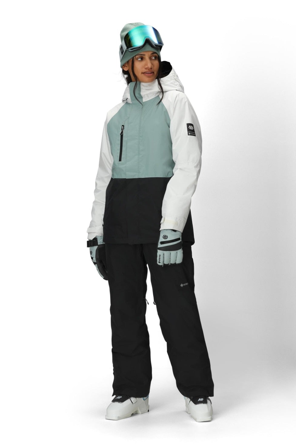 686 ロクハチロク WOMENS GORE-TEX WILLOW INSULATED JACKET DUSTY MARINE COLORBLOCK 25-26 スノーボード ウェア