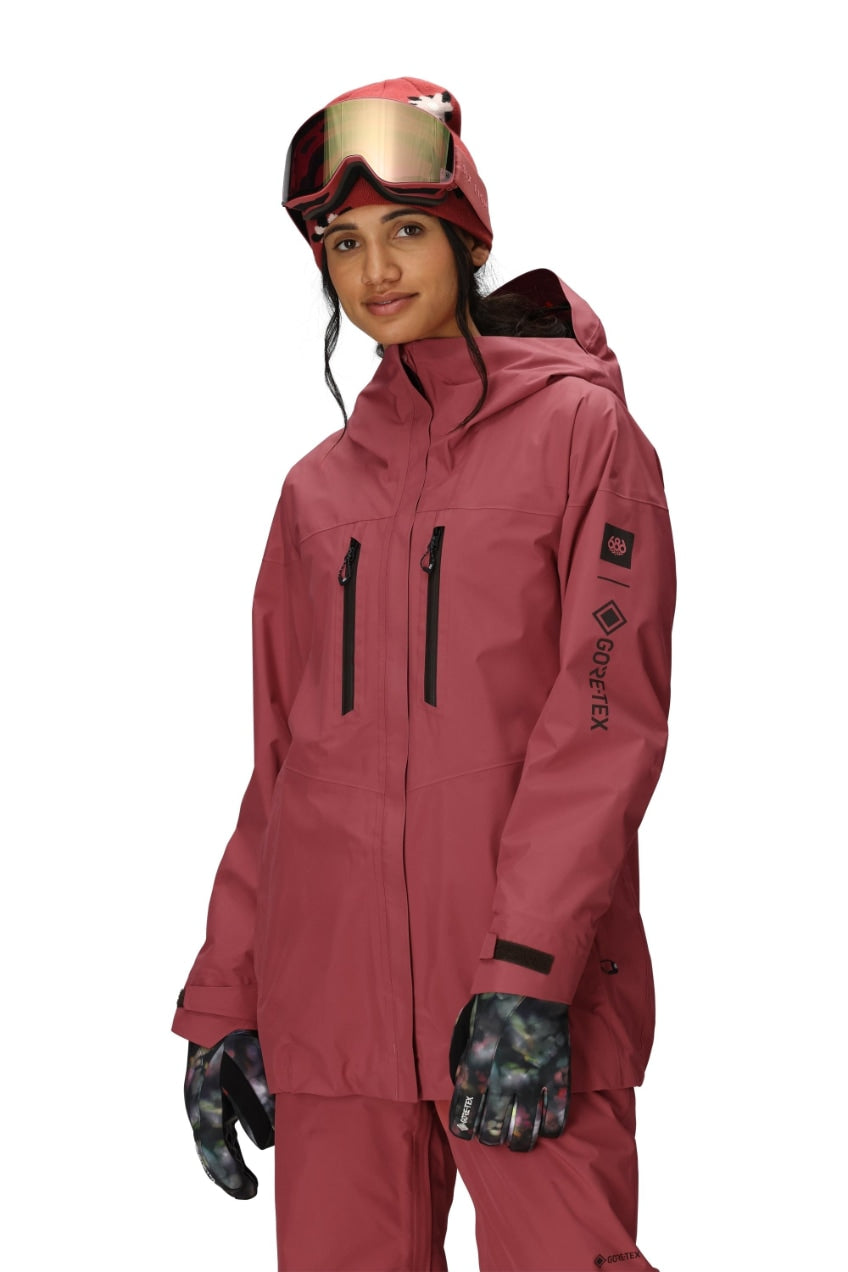 686 ロクハチロク WOMENS GORE-TEX SKYLINE THERMAGRAPHJACKET ROSEWOOD 25-26 スノーボード ウェア