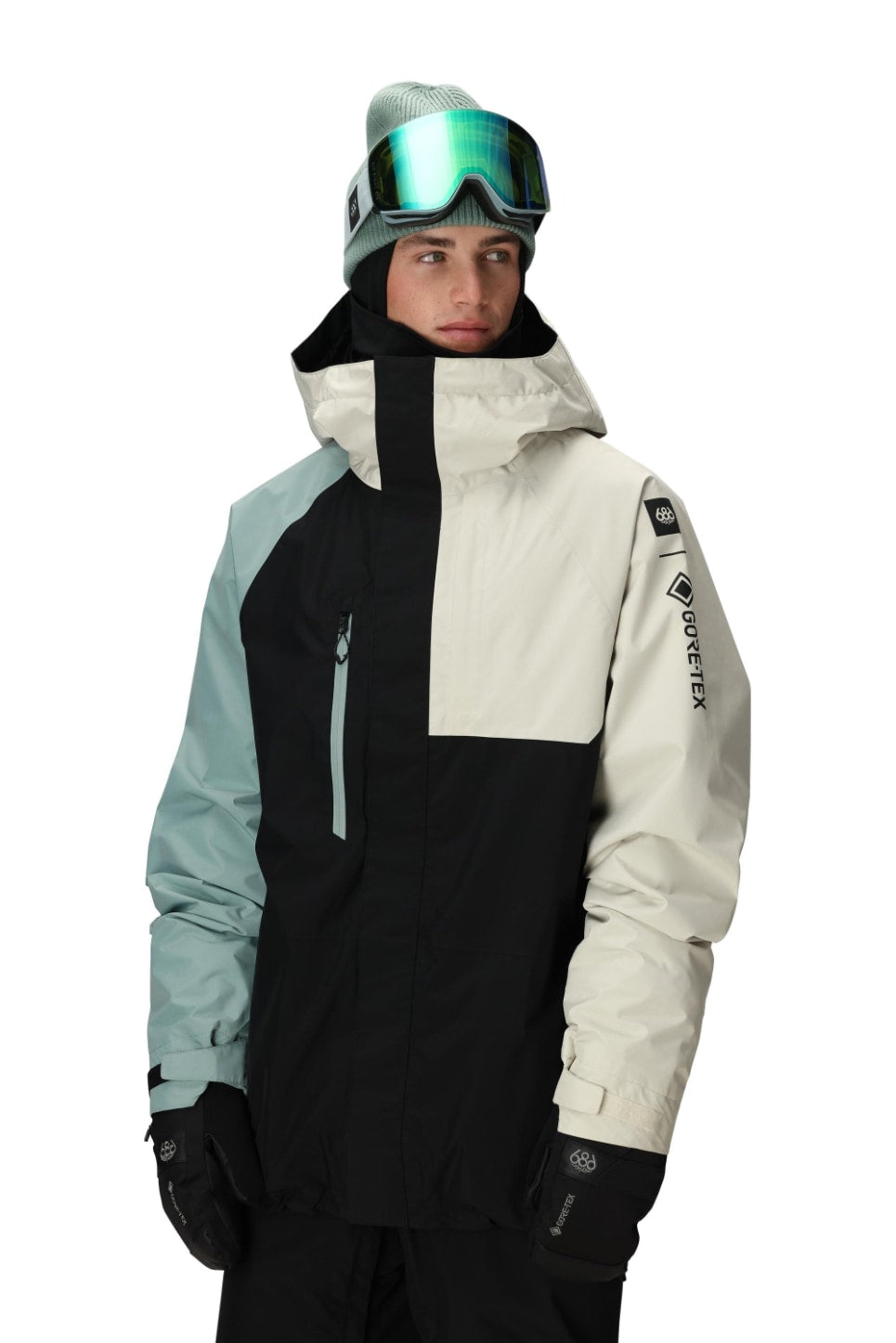 686 ロクハチロク MENS GORE-TEX CORE SHELL JACKET LIMESTONE COLORBLOCK 25-26 スノーボード ウェア