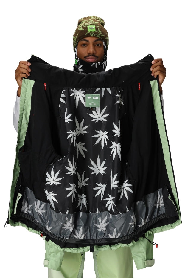 686 ロクハチロク MENS 686 HUF DOUBLE H SHELL JACKET HUF GREEN COLORBLOCK 25-26 スノーボード ウェア