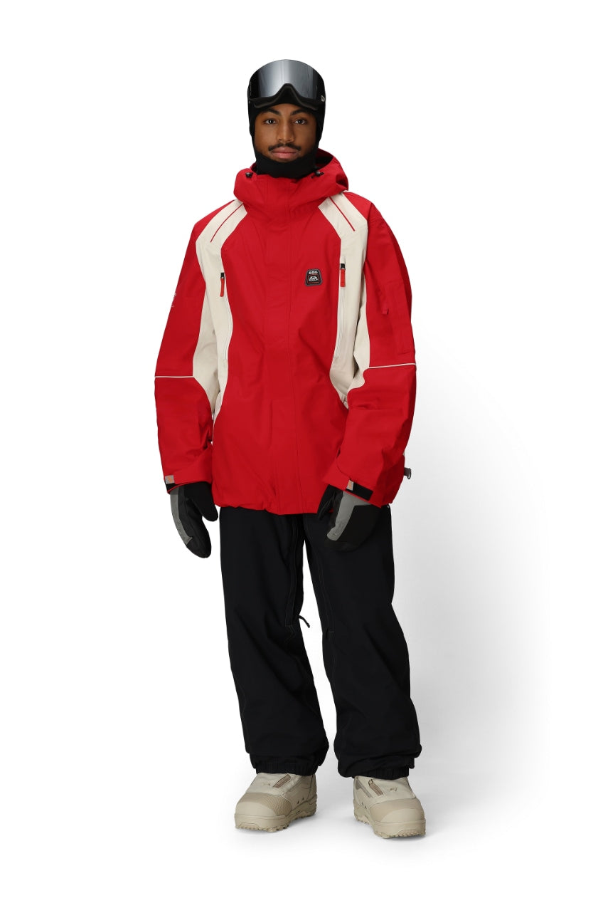 686 ロクハチロク MENS 2002 X3 SHELL JACKET TRUE RED COLORBLOCK 25-26 スノーボード ウェア