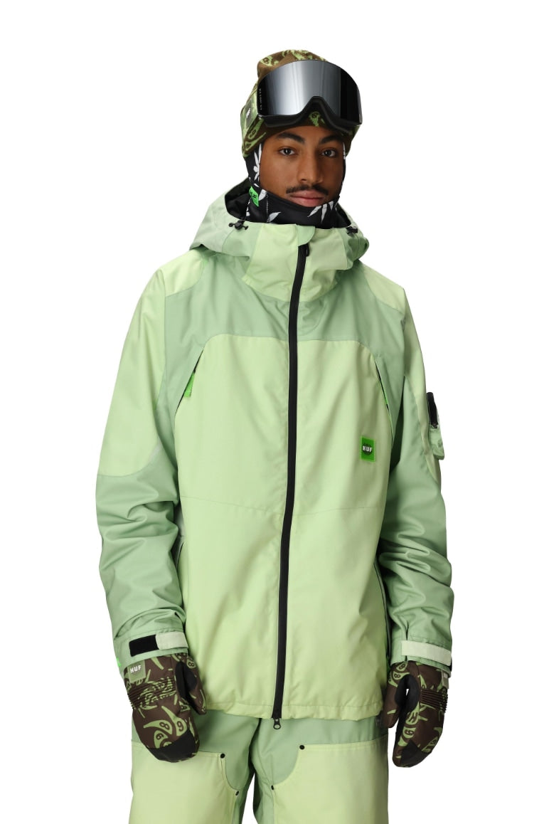 686 ロクハチロク MENS 686 HUF DOUBLE H SHELL JACKET HUF GREEN COLORBLOCK 25-26 スノーボード ウェア