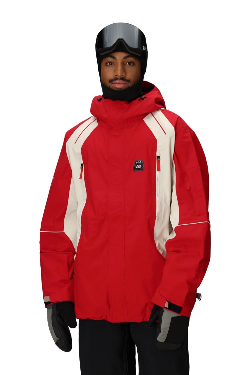 686 ロクハチロク MENS 2002 X3 SHELL JACKET TRUE RED COLORBLOCK 25-26 スノーボード ウェア