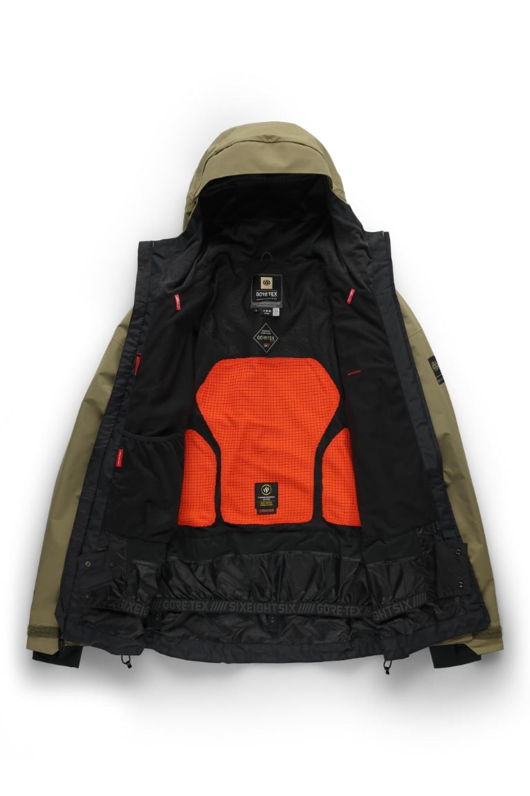 686 ロクハチロク MENS GORE-TEX GT THERMAGRAPHJACKET SAGE COLORBLOCK 25-26 スノーボード ウェア