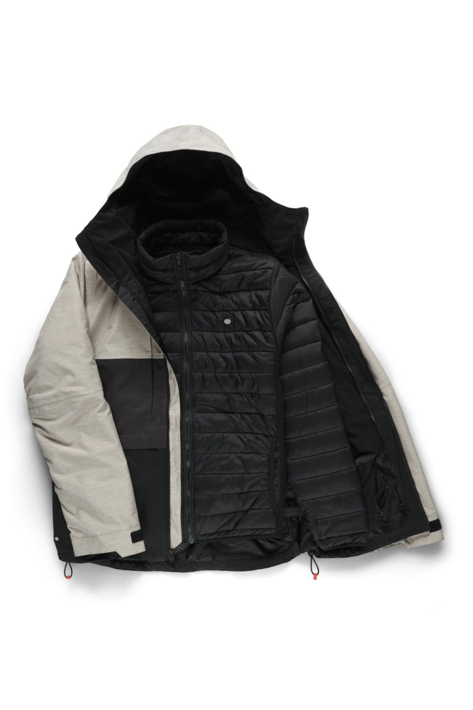 686 ロクハチロク MENS SMARTY 3-IN-1 FORM JACKET WHITE HEATHER COLORBLOCK 25-26 スノーボード ウェア