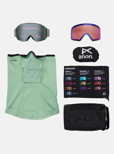 スノーボード ゴーグル アノン ANON M4 Goggles (Cylindrical) + Bonus Lens + MFI Face Mask Soft Sage/Perceive Sunny Onyx 25-26 送料無料 日本正規品 予約商品 店頭受け取り可能