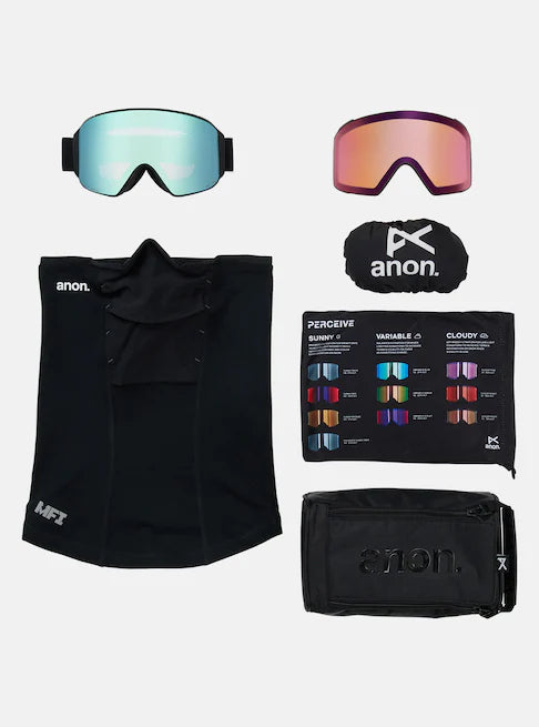 スノーボード ゴーグル アノン ANON M4 Goggles (Cylindrical) + Bonus Lens + MFI Face Mask Black/Perceive Variable Blue 25-26 送料無料 日本正規品 予約商品 店頭受け取り可能