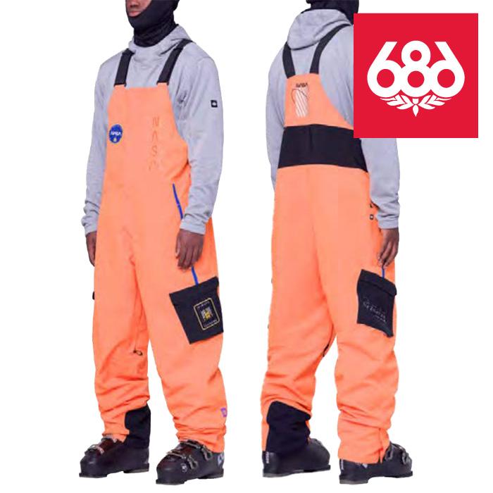 686 MEN'S シックスエイトシックス ウェア パンツ 23-24 EXPLORATION BIB Nasa Orange Black メンズ  男性 ビブパンツ スノーボード 日本正規品 予約