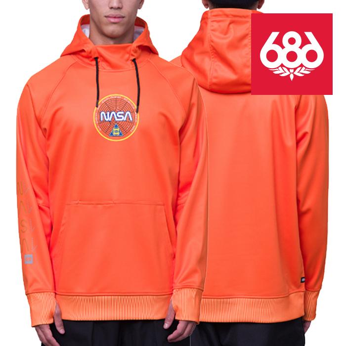 日本正規品 スノーボード ウェア シックスエイトシックス ジャケット 23-24 686 BONDED FLEECE PULLOVER HOODY Nasa Orange メンズ 男性 スキー