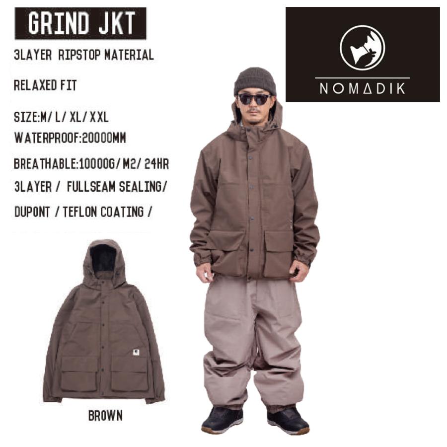 日本正規品 スノーボード ウェア ノマディック グラインド ジャケット 23-24 NOMADIK GRIND JKT Brown UNISEX  RELAXED FIT リラックスフィット 男性 女性