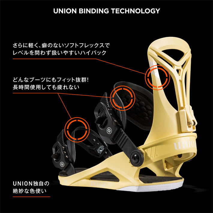 日本正規品 スノーボード バインディング ユニオン ローザ 23-24 UNION ROSA Yellow WOMEN'S ウィメンズ 女性 バインディング 金具 スノボー 2024