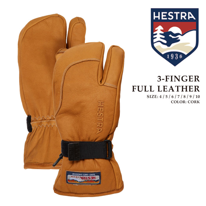 スノーボード グローブ ヘストラ HESTRA 3-FINGER FULL LEATHER 30872 メンズ レディース スキー 24-2