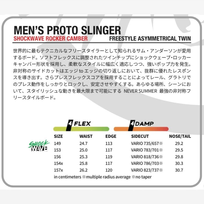 NEVERSUMMER ネバーサマー NEVERSUMMER PROTO SLINGER ネバーサマー 自社工場 オールマウンテン フリースタイル トリプルキャンバー ダブルキャンバー カービング パウダー バックカントリー ユニセックス メンズ レディース 24-25 スノーボード ボード