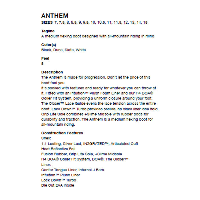 RIDE SNOWBOARD 24-25 ANTHEM ライド アンセム ブーツ オールマウンテン フリースタイル BOAシステム ダブルボア カービング パウダー バックカントリー グラトリ ラントリ スノーボード メンズ 初心者 初級者