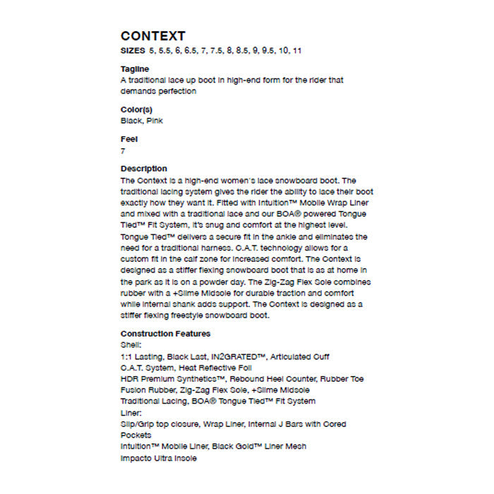 RIDE SNOWBOARD 24-25 CONTEXT ライド コンテクスト ブーツ オールマウンテン フリースタイル シューレース BOAシステム ハイブリッド カービング パウダー バックカントリー グラトリ ラントリ スノーボード レディース