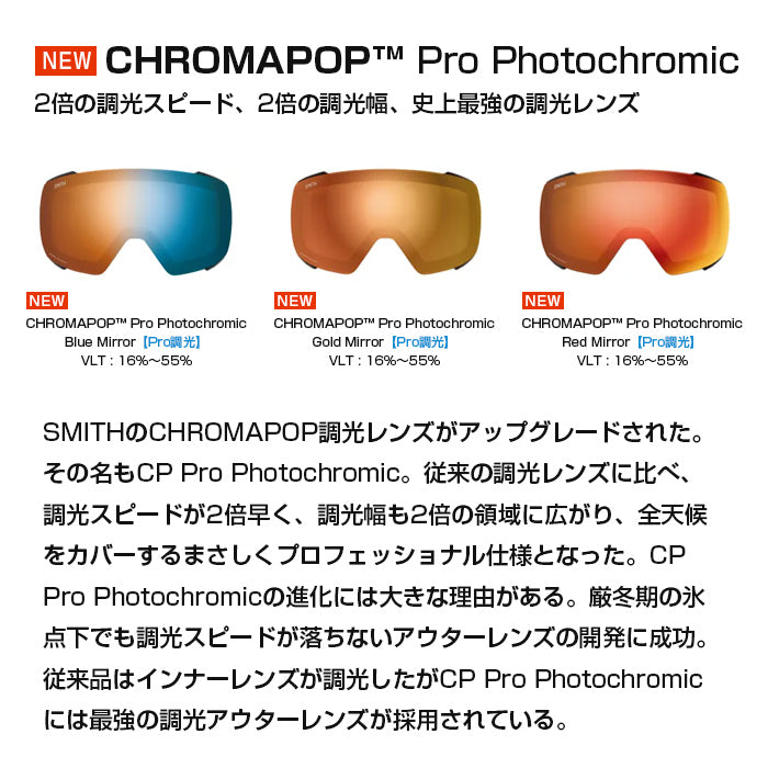 スノーボード ゴーグル スミス SMITH SQUAD MAG Rust/CP Pro Photochromic Blue Mirror 調光 スカッド マグ メンズ レディース スキー 24-25 日本正規品