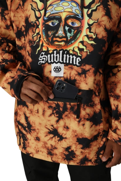 686 ロクハチロク Men's Waterproof Hoody SUBLIME ORANGE TIE DYE 25-26 スノーボード ウェア