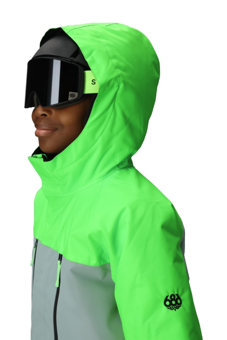 686 ロクハチロク Boys' Geo Insulated Jacket BOREALIS GREEN COLORBLOCK 25-26 スノーボード ウェア