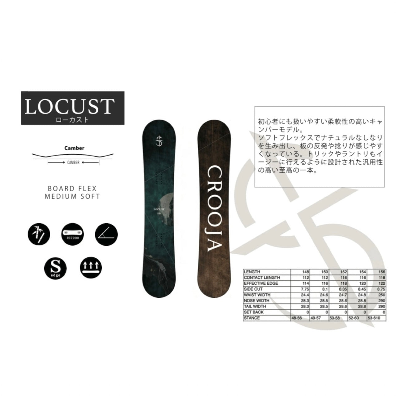 CROOJA クロージャ LOCUST 25-26 スノーボード ボード