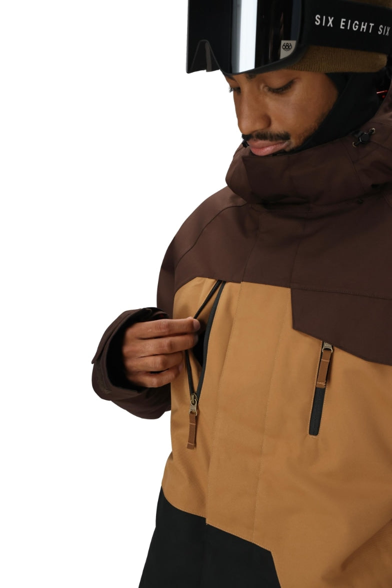 686 ロクハチロク MENS GEO INSULATED JACKET COFFEE COLORBLOCK 25-26 スノーボード ウェア