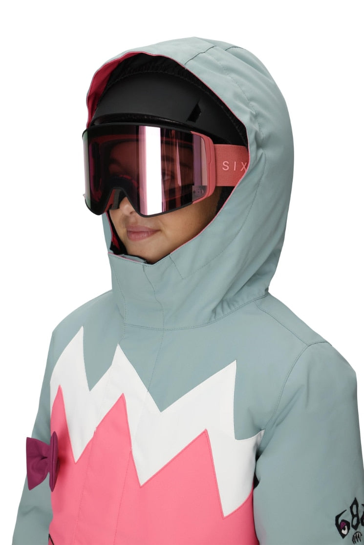 686 ロクハチロク GIRLS SNAGGLETOOTH LUNA INSULATED JACKET GERANIUM PINK COLORBLOCK 25-26 スノーボード ウェア