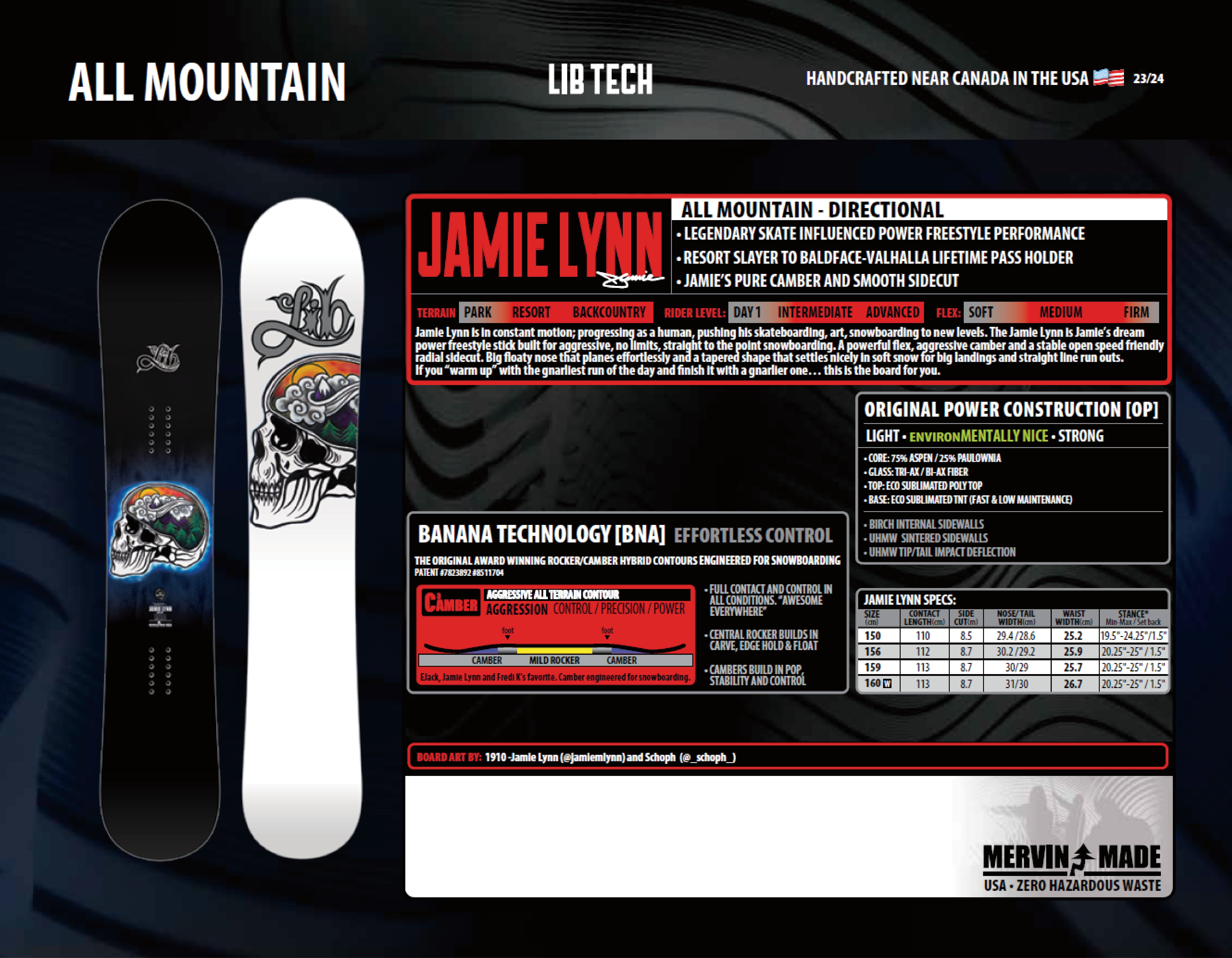 スノーボード ボード リブテック LIBTECH JAMIE LYNN 23-24 送料無料 日本正規品 店頭受け取り可能