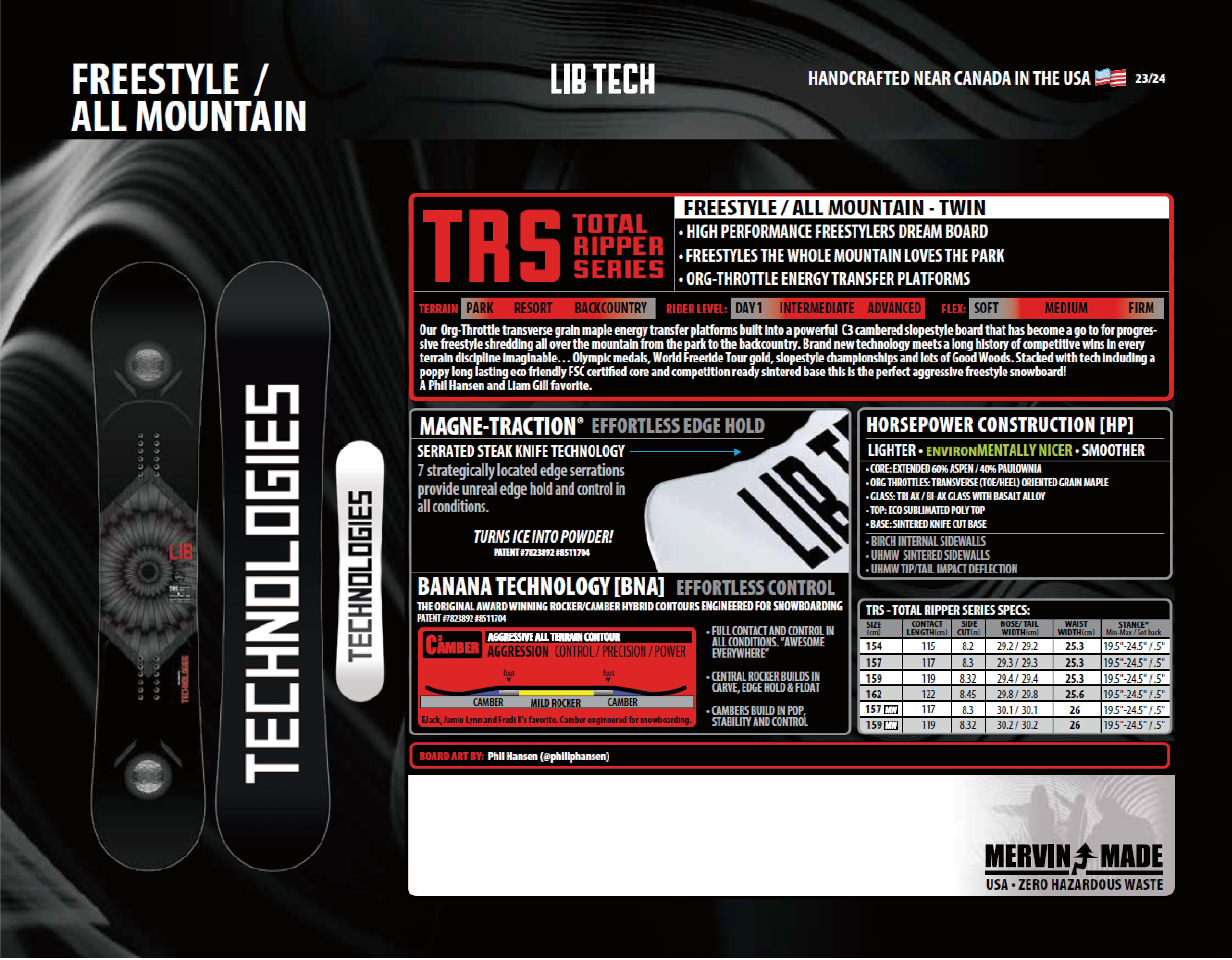 LIBTECH リブテック TRSTOTAL RIPPER SERIESTRS- 23-24 スノーボード ボード