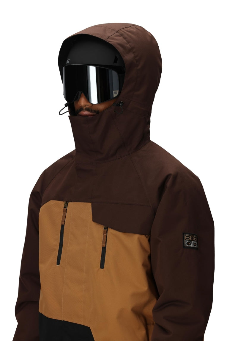 686 ロクハチロク MENS GEO INSULATED JACKET COFFEE COLORBLOCK 25-26 スノーボード ウェア