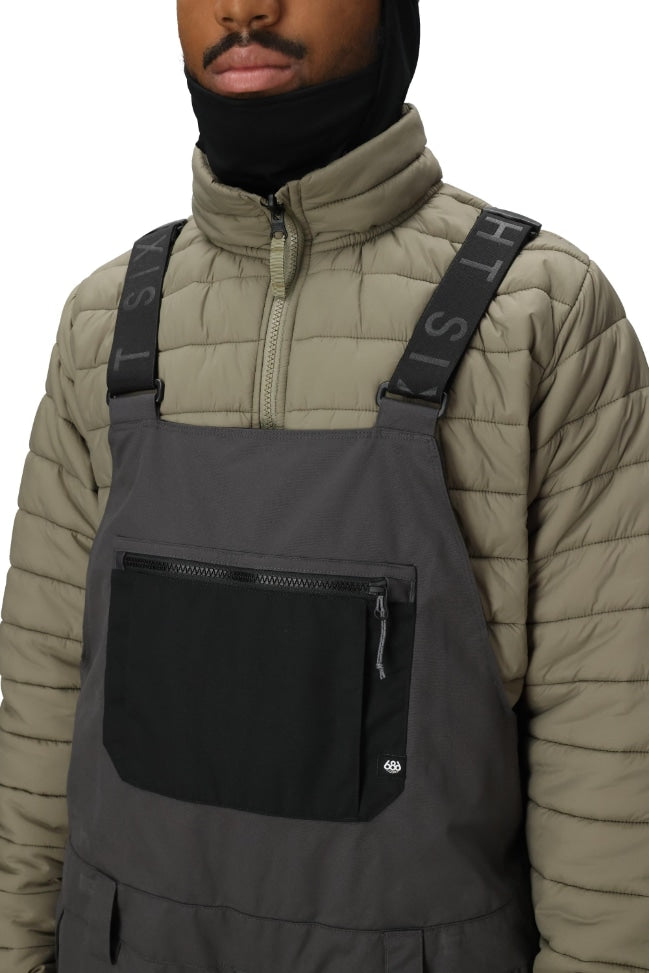 686 ロクハチロク MENS HOT LAP INSULATED BIB CHARCOAL COLORBLOCK 25-26 スノーボード ウェア
