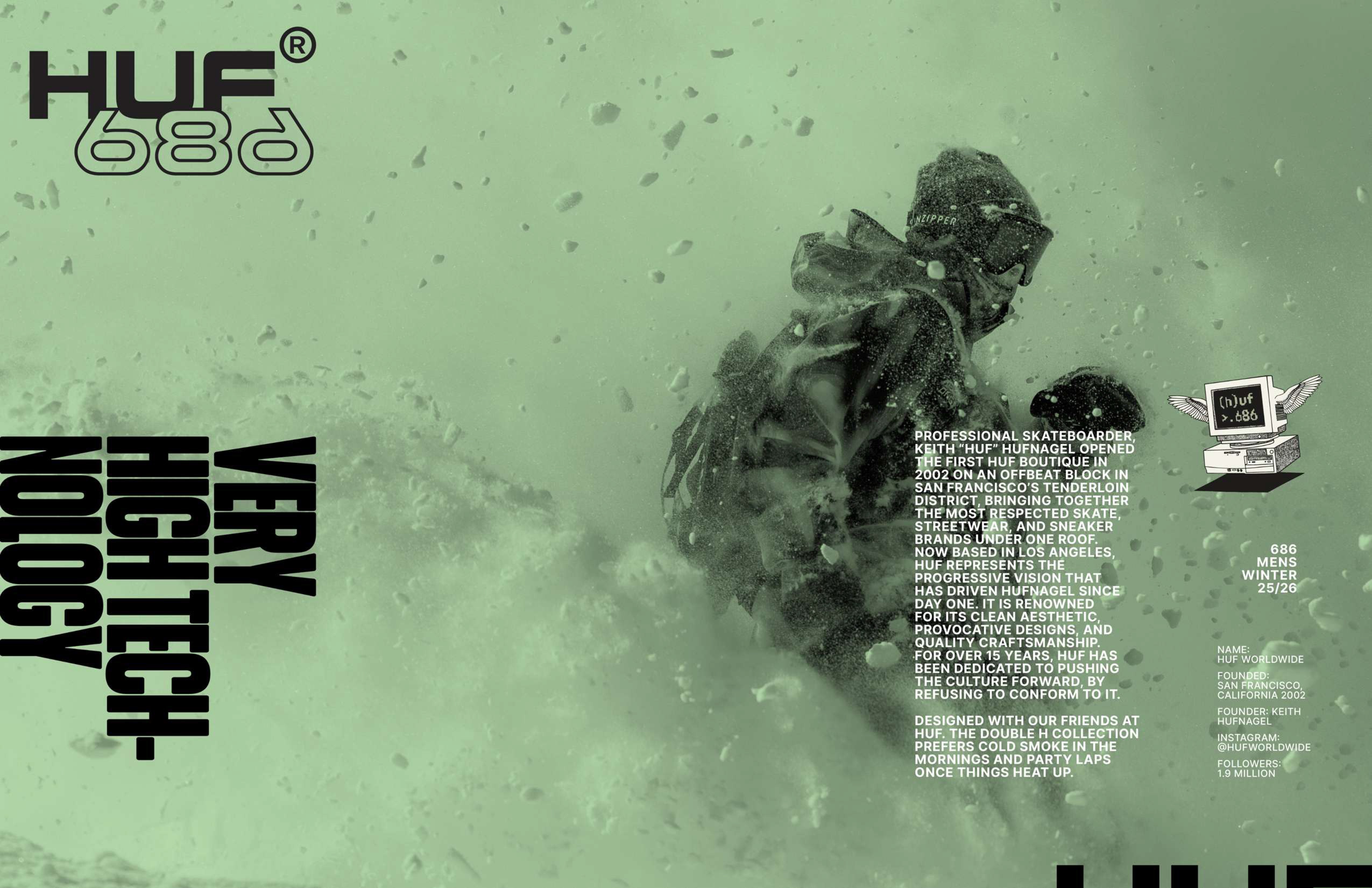 スノーボード アクセサリー シックスエイトシックス 686 686 HUF SOCKS - 2 PACK MULTI 25-26 送料無料 日本正規品