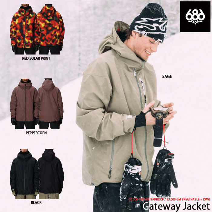 スノーボード ウェア シックスエイトシックス 686 MENS GATEWAY SHELL JACKET PEPPERCORN 送料無料 日本正規品 予約商品 店頭受け取り可能