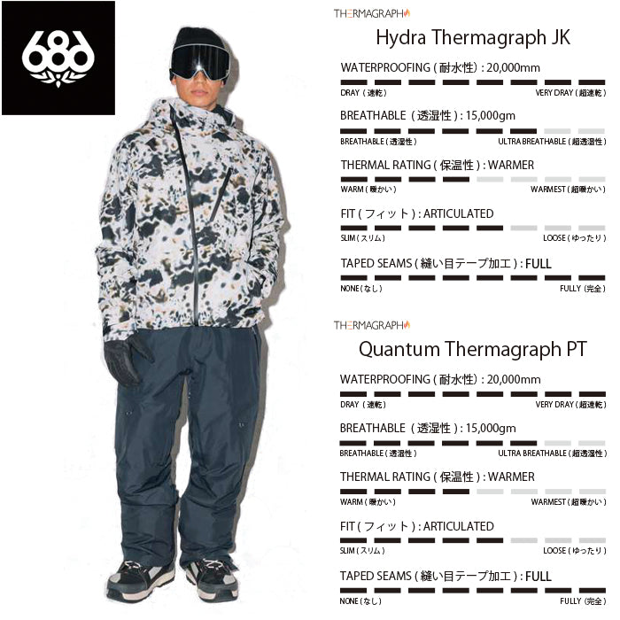 686 ロクハチロク MENS HYDRA THERMAGRAPH JACKET DUSTY MARINE 25-26 スノーボード ウェア
