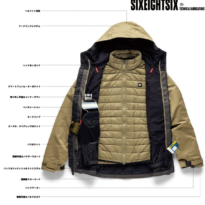 686 ロクハチロク MENS SMARTY 3-IN-1 RODEO 3L JACKET BLACK FRACTURE PRINT 25-26 スノーボード ウェア