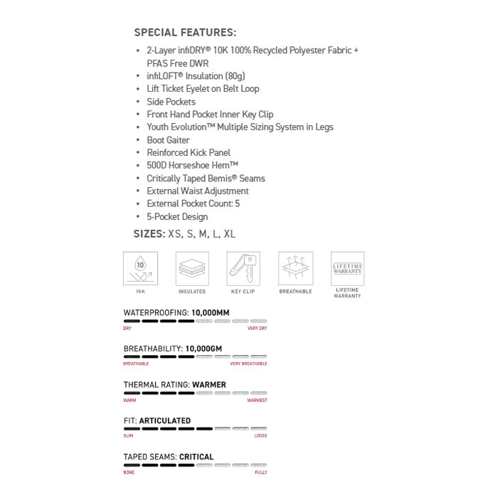 686 ロクハチロク Girls' Lola Insulated Pant BLACK 25-26 スノーボード ウェア