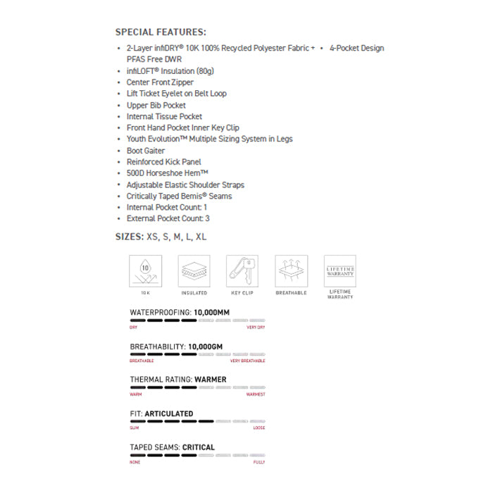 686 ロクハチロク Boys' Frontier Insulated Bib DUSTY MARINE 25-26 スノーボード ウェア