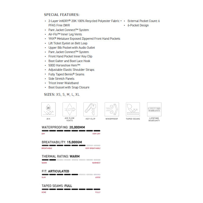 686 ロクハチロク WOMENS BLACK MAGIC 20K SHELL BIB BLACK 25-26 スノーボード ウェア