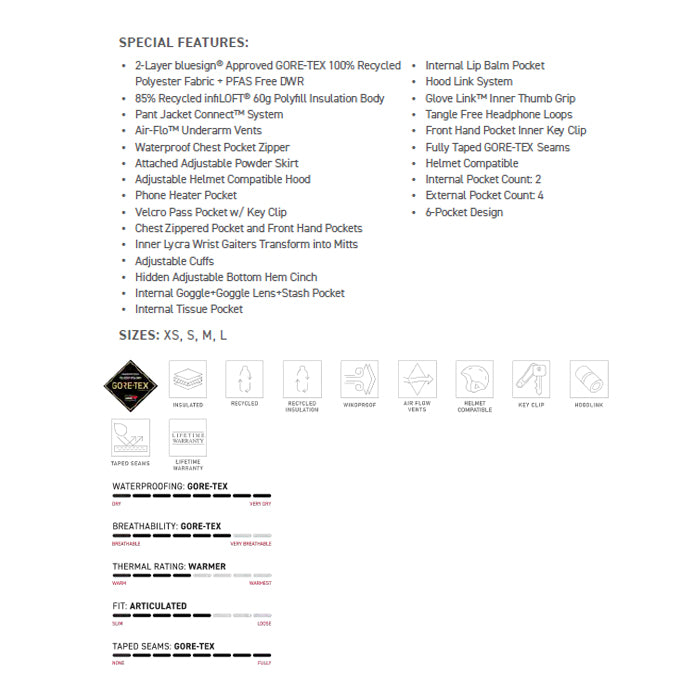 686 ロクハチロク WOMENS GORE-TEX WILLOW INSULATED JACKET DUSTY MARINE COLORBLOCK 25-26 スノーボード ウェア