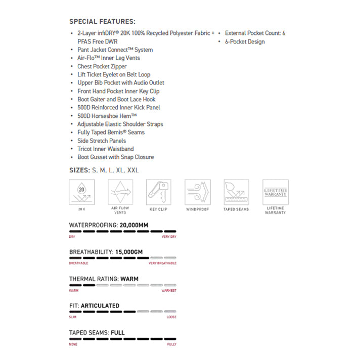 686 ロクハチロク MENS 20K HOT LAP SHELL BIB BLACK 25-26 スノーボード ウェア