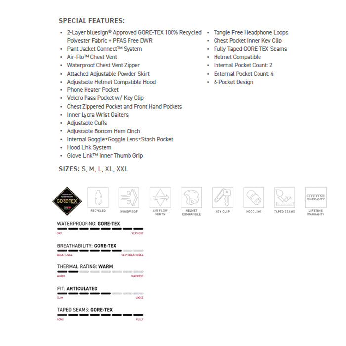 686 ロクハチロク MENS GORE-TEX CORE SHELL JACKET SAGE COLORBLOCK 25-26 スノーボード ウェア