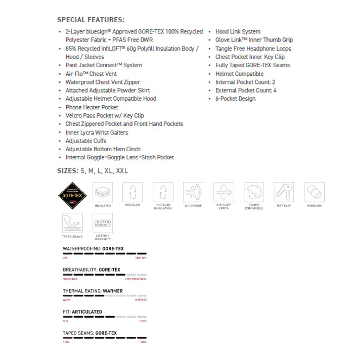 スノーボード ウェア シックスエイトシックス 686 MENS GORE-TEX CORE INSULATED JACKET BLACK 送料無料 日本正規品 予約商品 店頭受け取り可能