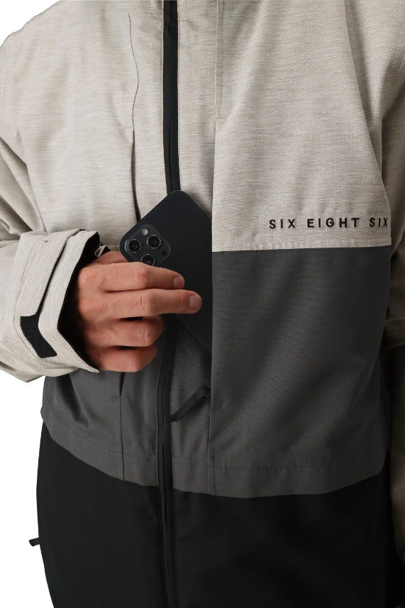 686 ロクハチロク MENS SMARTY 3-IN-1 FORM JACKET WHITE HEATHER COLORBLOCK 25-26 スノーボード ウェア