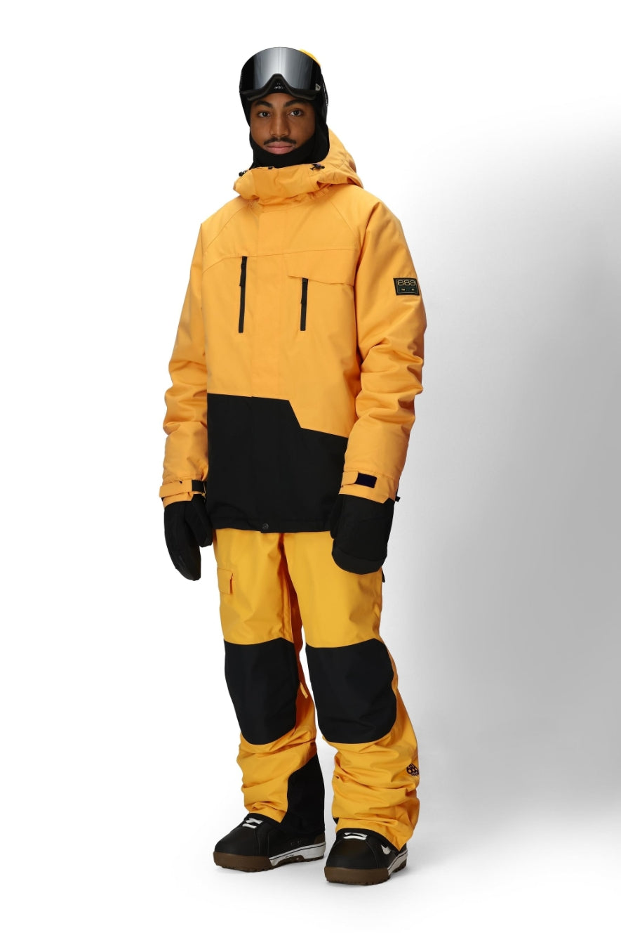686 ロクハチロク MENS GEO INSULATED JACKET YELLOW GOLD COLORBLOCK 25-26 スノーボード ウェア