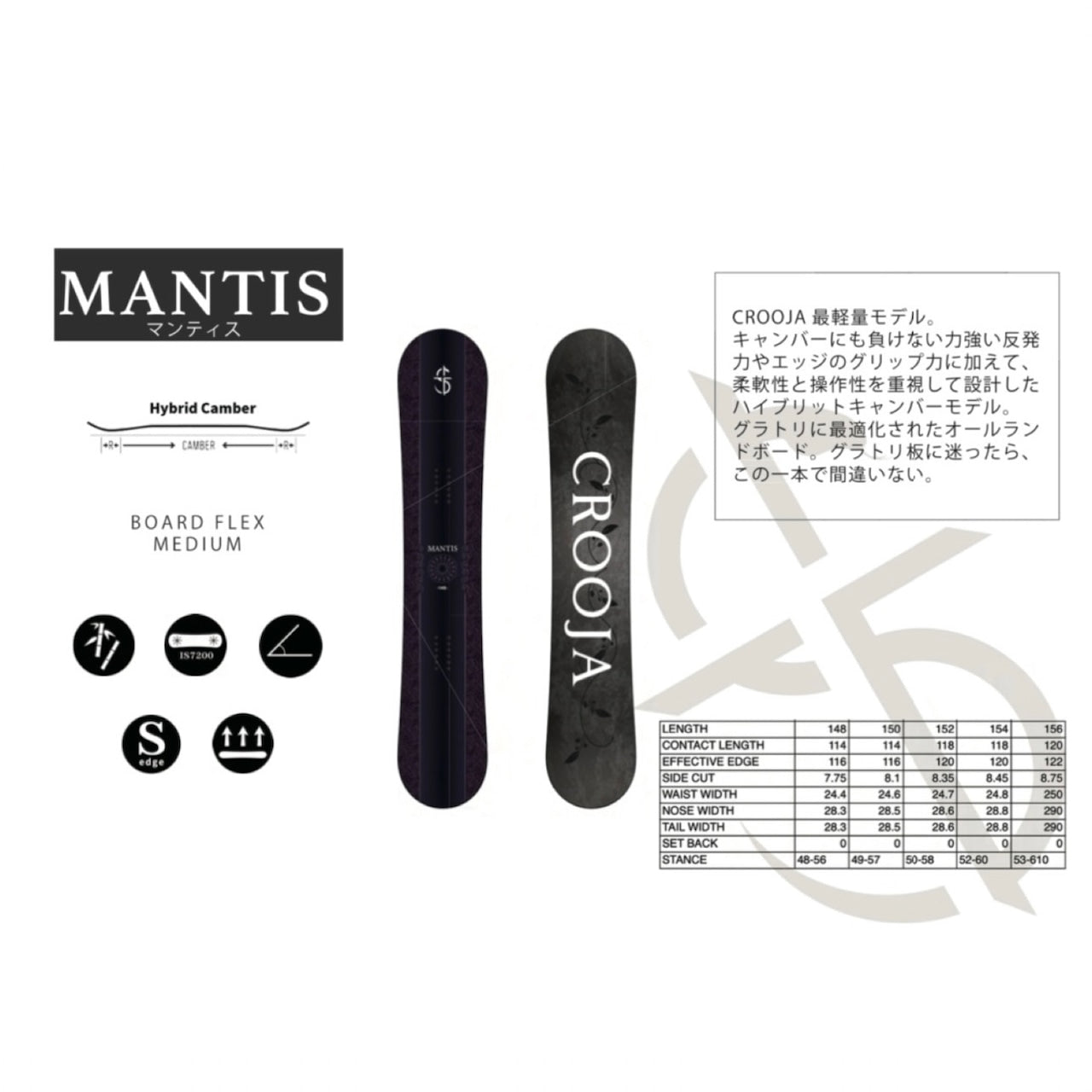 CROOJA クロージャ MANTIS 25-26 スノーボード ボード