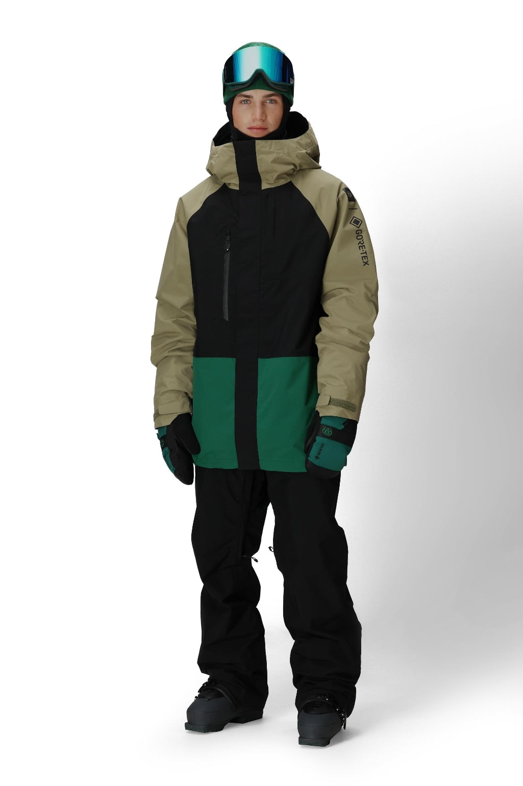 686 ロクハチロク MENS GORE-TEX CORE SHELL JACKET SAGE COLORBLOCK 25-26 スノーボード ウェア