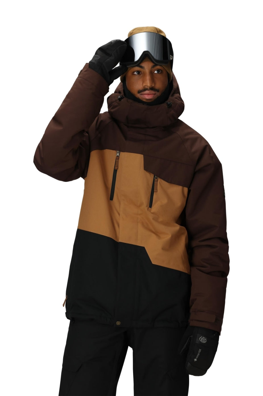 686 ロクハチロク MENS GEO INSULATED JACKET COFFEE COLORBLOCK 25-26 スノーボード ウェア