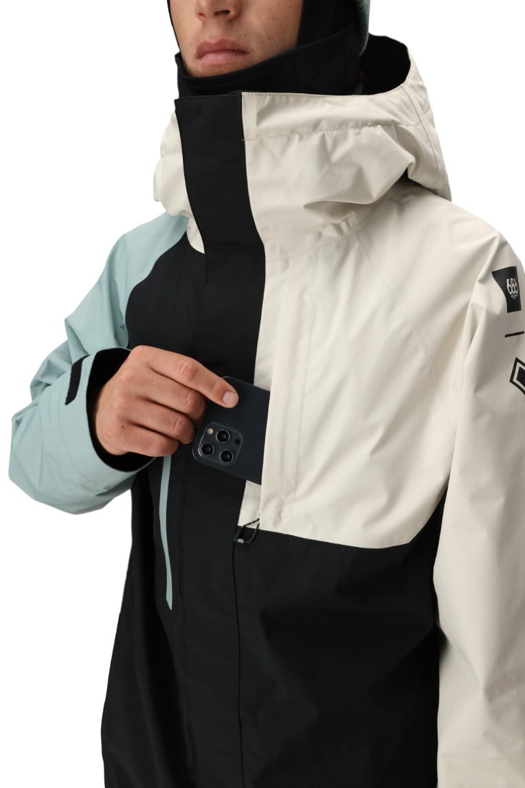 686 ロクハチロク MENS GORE-TEX CORE SHELL JACKET LIMESTONE COLORBLOCK 25-26 スノーボード ウェア